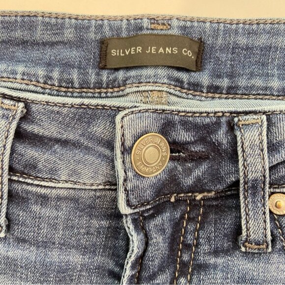 Silver Suki jeans straight leg mid rise medium blue stretchy soft denim size 28 - Picture 4 of 11